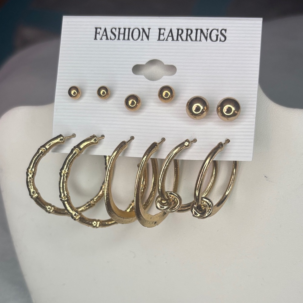 Gold Hoop and Stud Earring Set
